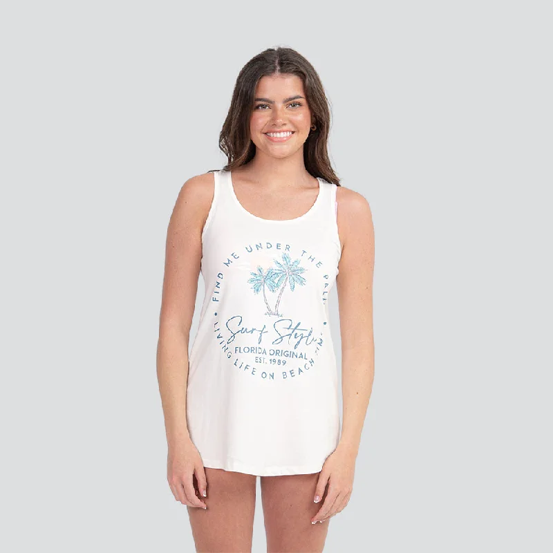 Women Pastel Palms Flowy Tank Top