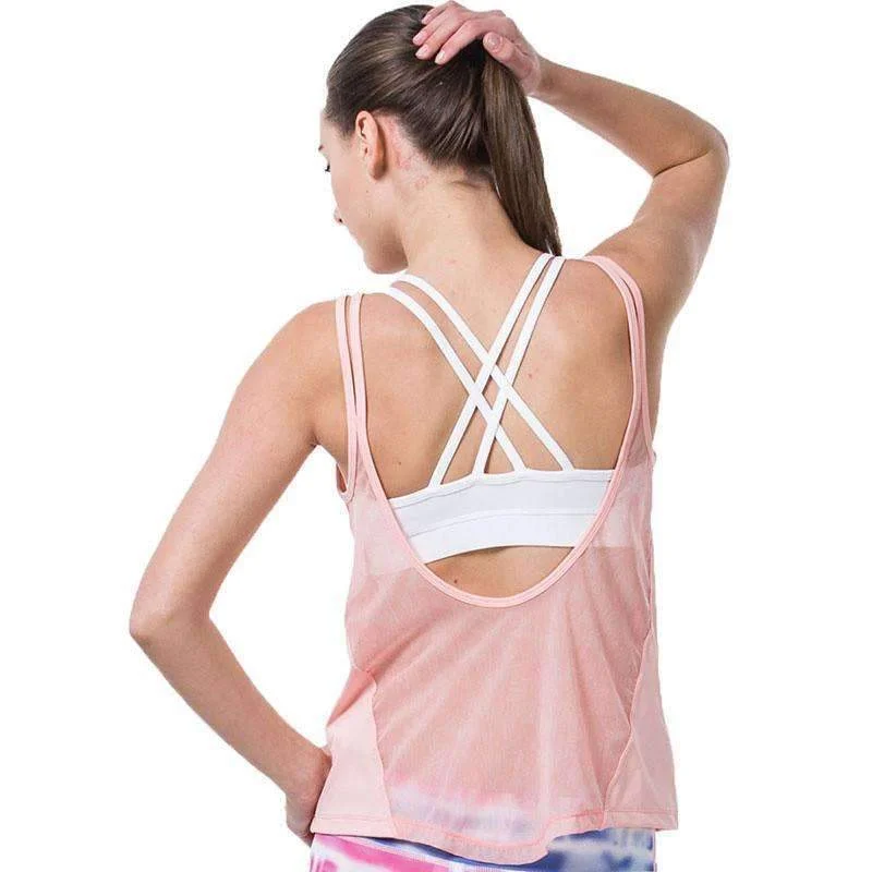 Sexy Fitness Women Yoga Shirt Breathable Vest Hollow Mesh Fitness Gym Tank Top Tights Running Quick Dry Sports Yoga Shirt