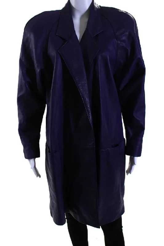 Giovinezza Moda By Rocco Womens Leather Wrap Coat Grape Purple